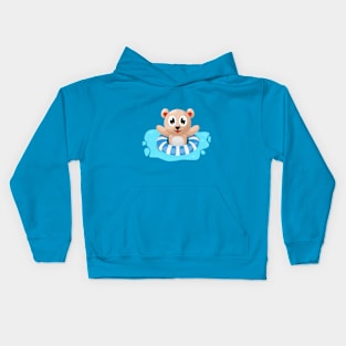 Adorable Bear Swimming with Ring Kids Hoodie